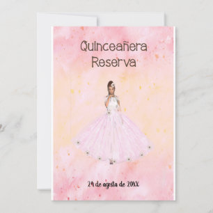 Convites Salve a data Quinceanera em espanhol rosa