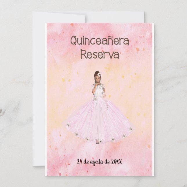 Convites Salve a Data Quinceanera em Rosa Espanhol (Frente)