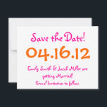 Convites Salve a Data Rosa & Laranja<br><div class="desc">Deixe seus convidados saberem sobre o seu dia especial!</div>