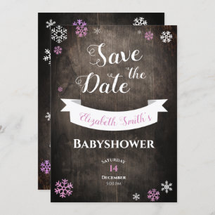 Convites Salve a data rustic snowflake babyshower
