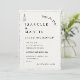 Convites Salve a data Simples Faux Borda Deckled Weding