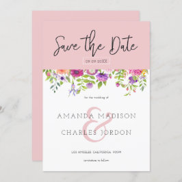 Convites Salve a data tipografia moderna & Flores coloridas