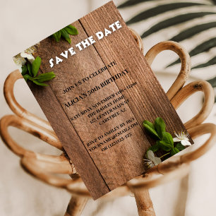 Convites Salve a data White Brown 50th Birthday Invitation