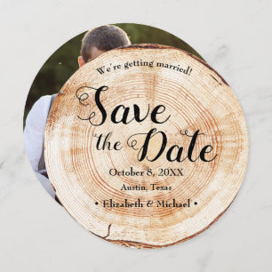 Convites Salve a foto de Wood Grain Rustic Wedding