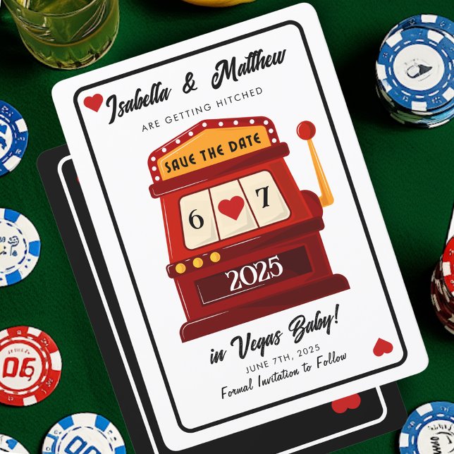 Convites Salve a Máquina de Slot de Data no cassino de Las  (Save the Date Slot Machine Las Vegas Casino Invitation)