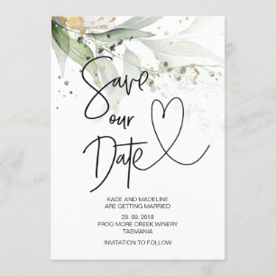 Convites Salve Nossa Data Elegante Casamento de Eucalipto V