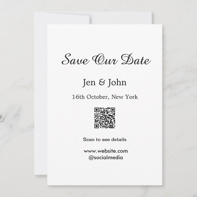 Convites Salve nossa data Leia QR para detalhes nome data s (Frente)