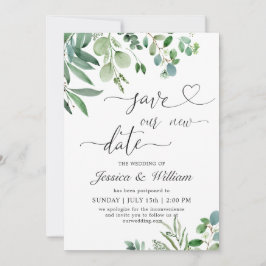 Convites Salve nossa nova data adiada Aquarela Eucalyptus
