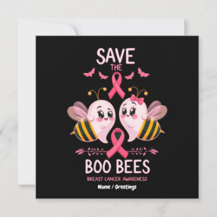 Convites Salve o Cancer das Abelhas Boo no Dia das Bruxas