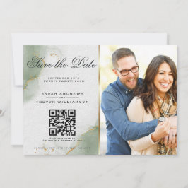 Convites Salve o Dia com Foto & Código QR em Sage Suave