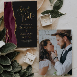 Convites Salve o Dia com Foto Personalizada Ágata Burgundy 
