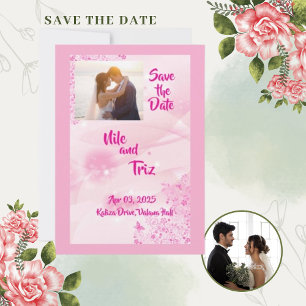 Convites Salve o Dia com Foto Personalizada Rosa Moderno