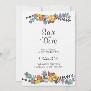 Convites Salve o Dia de Casamento Floral Brilhante de Prima