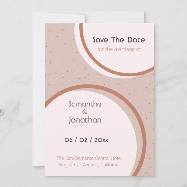 Convites Salve o Dia do Casamento com Pontos e Círculos Beg (Frente)