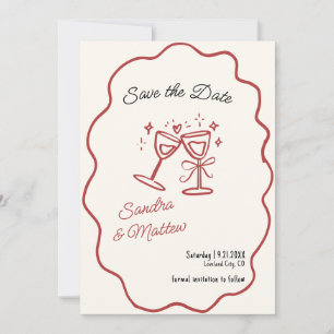 Convites Salve o Dia do Casamento Desenhado à Mão