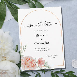 Convites Salve o Dia Floral Rosa Bege Casamento