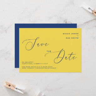 Convites Salve o Dia Simples Moderno Amarelo & Azul