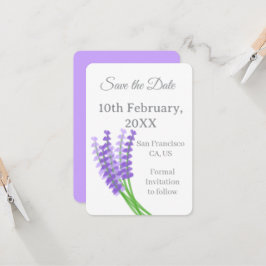 Convites Salve o Lavanda Roxo Floral Data