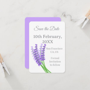 Convites Salve o Lavanda Roxo Floral Data