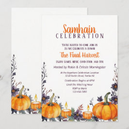 Convites Samhain Party Fall Floral Pumpkins & Candles