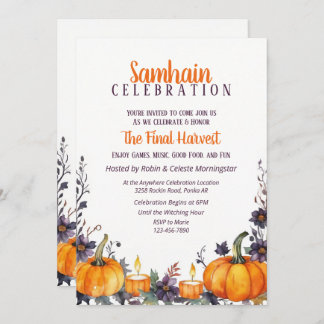 Convites Samhain Party Fall Floral Pumpkins & Candles