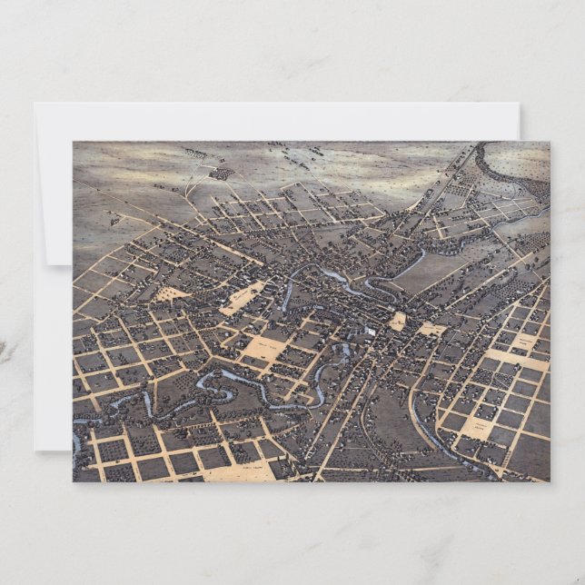 Convites San Antonio, Texas, Mapa da Cidade Aérea Antiquada (Frente)