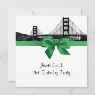 Convites San Fran Skyline Criou BW Dark Jade SQ Aniversári