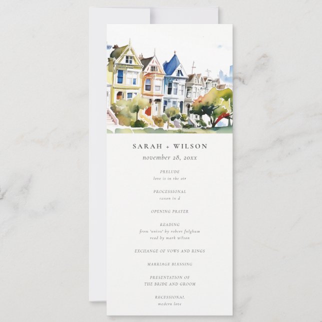 Convites San Francisco Painted Ladies Wedding Program (Frente)