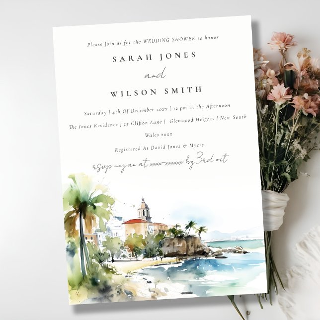 Convites San Juan Puerto Rico Landscape Wedding Shower (Criador carregado)