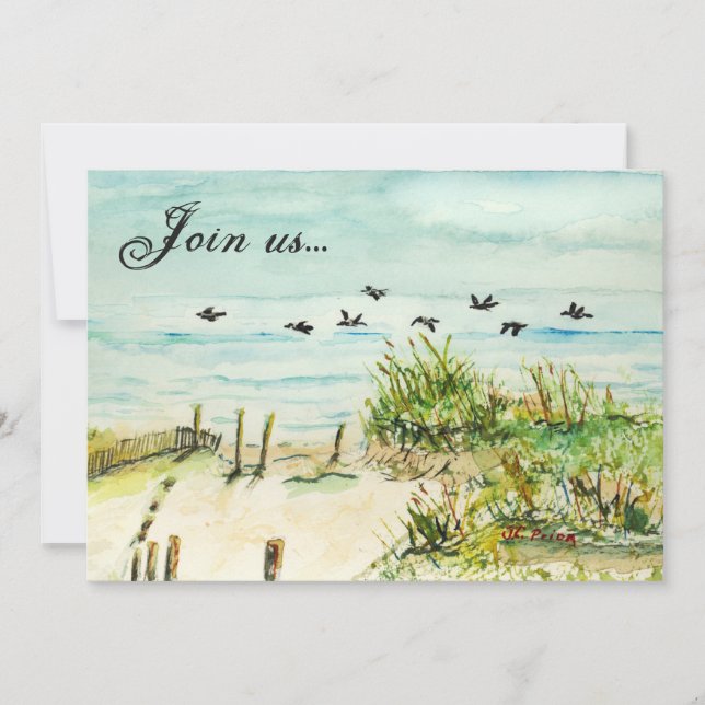 Convites Sand Dunes e Seagulls Outer Banks Carolina do Nort (Frente)