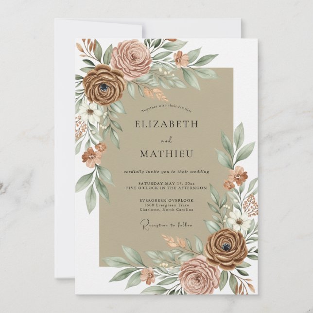 Convites Sand Organic Desert Wedding (Frente)