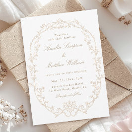 Convites Sand Ornate Floral Frame Wedding