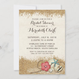 Convites Sandy Beach Hibiscus e Chá de panela Shells Convid