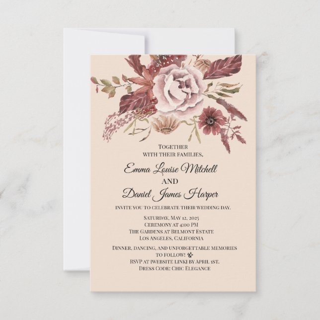 Convites Sanfones Rustic Autumn Light Beigcolor (Frente)