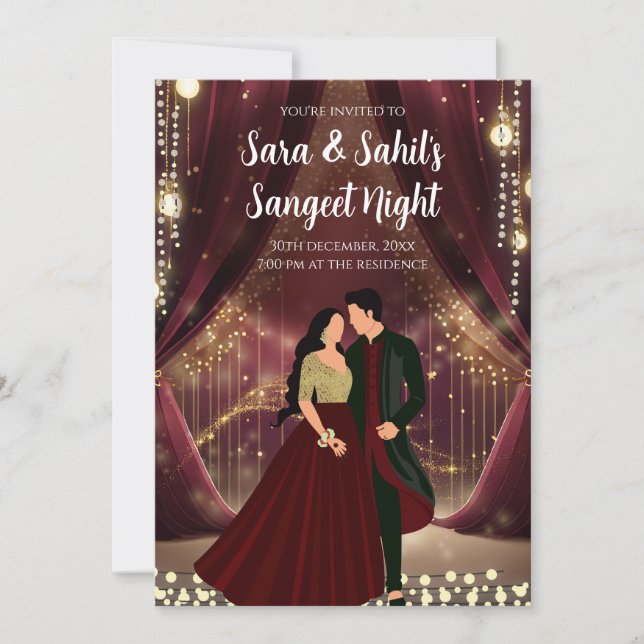 Convites Sangeet & cartões digitais Sangeet (Frente)