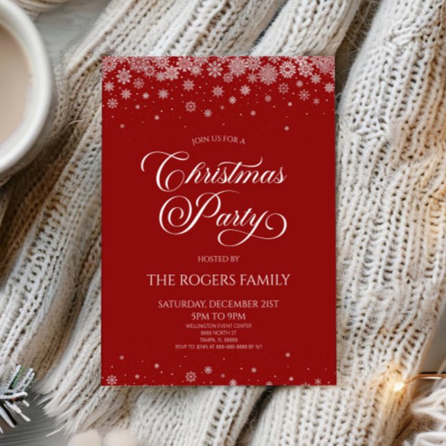 Convites Sangria Red Snowflake Winter Christmas Party (Criador carregado)