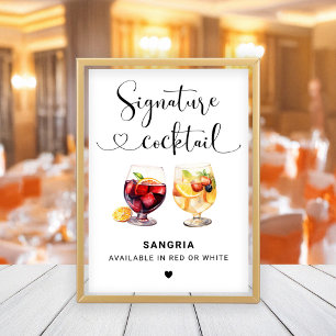 Convites Sangria Signature Cocktail Heart Script Sinal