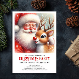 Convites Santa and Rudolph Magical Christmas Party Invite