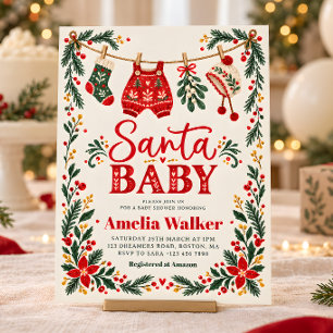 Convites Santa Baby Chás de Bebê de Natal Folclore