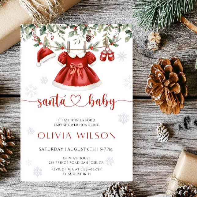 Convites Santa Baby Christmas Baby Shower- (Criador carregado)