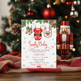 Convites Santa Baby Christmas Baby Shower Invitation