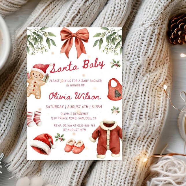 Convites Santa Baby Christmas Baby Shower Party (Criador carregado)
