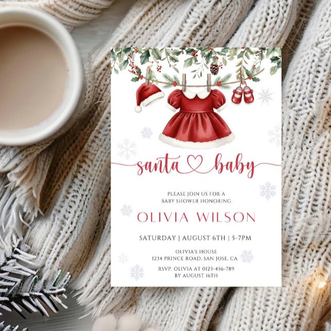 Convites Santa Baby Christmas Baby Shower Party (Criador carregado)