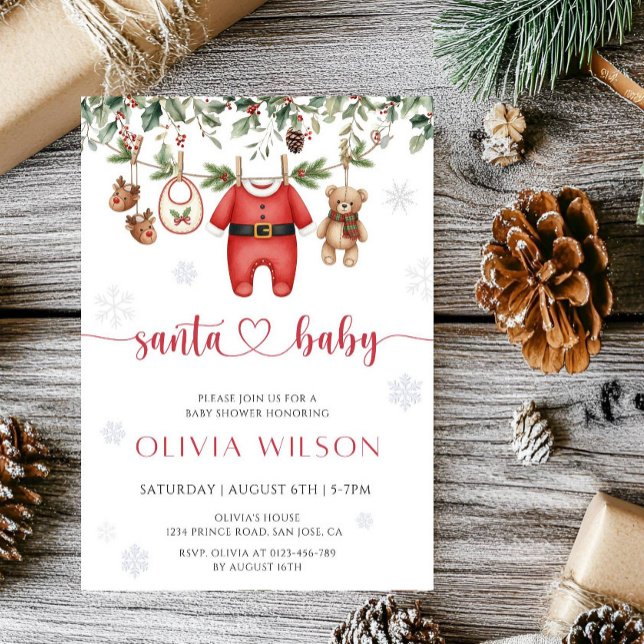 Convites Santa Baby Christmas Baby Shower Party (Criador carregado)