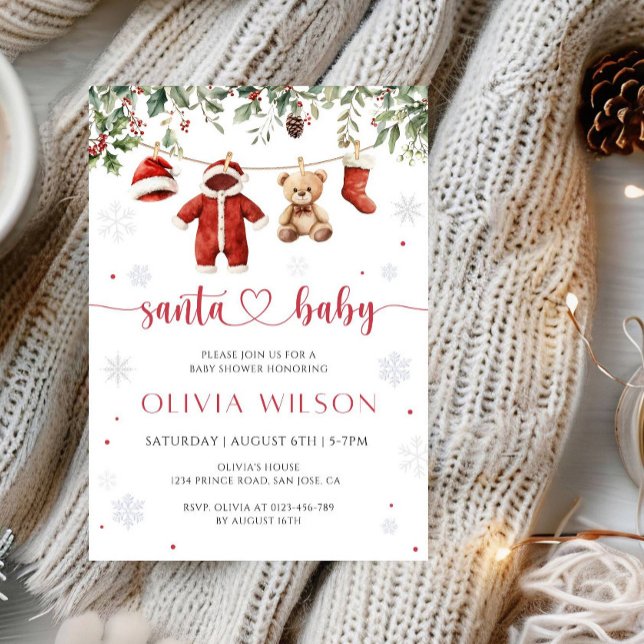 Convites Santa Baby Christmas Baby Shower Party (Criador carregado)