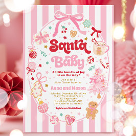 Convites Santa Baby Christmas Coquette Bow Baby Shower