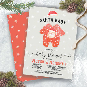 Convites Santa Baby Christmas Winter Baby Shower Invitation