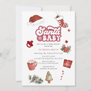 Convites Santa Baby Churrasco de Bebê Natal Neutro em Gêner