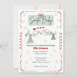 Convites Santa Baby December Baby Shower Invitations