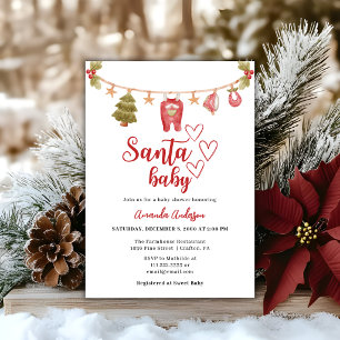 Convites Santa Baby Inverno Natal Vermelho Chave de Bebê